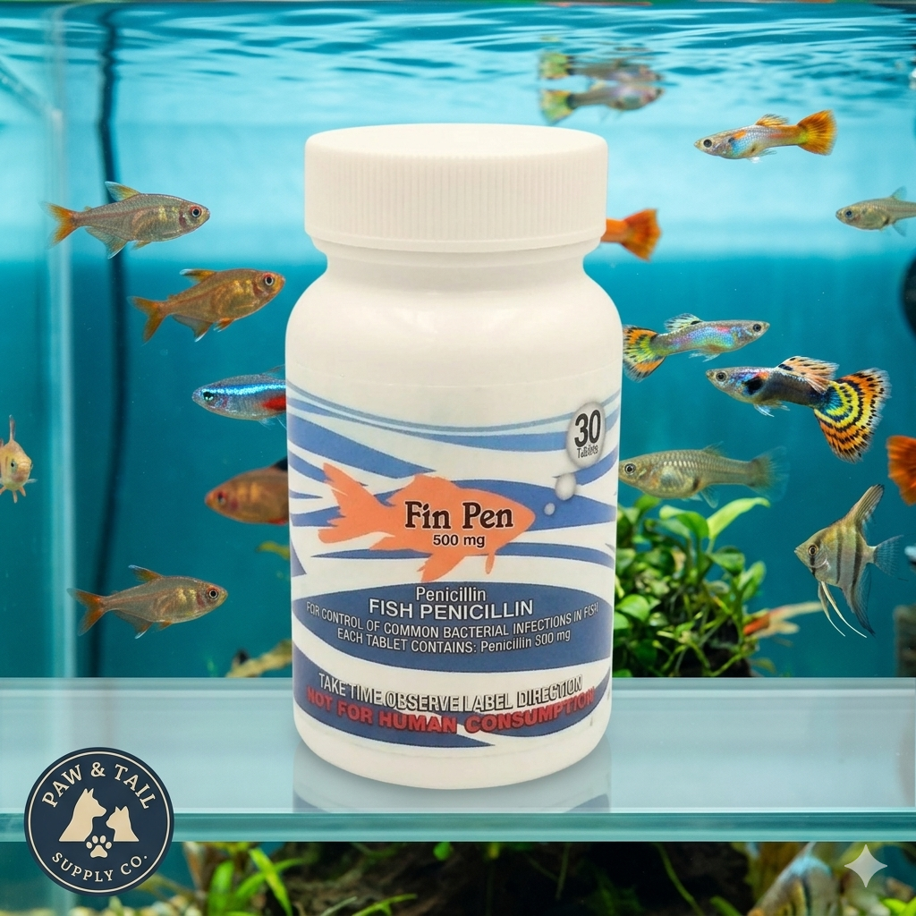 Fish Pen 500mg Capsules for Aquarium Fish – 30 Count – Water Care Support Paw and Tail Supply