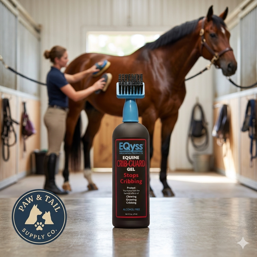 EQyss Crib-Guard Anti-Chewing Gel w/ Brush 16 oz. Aloe-Based Anti-Chew Horses Paw and Tail Supply