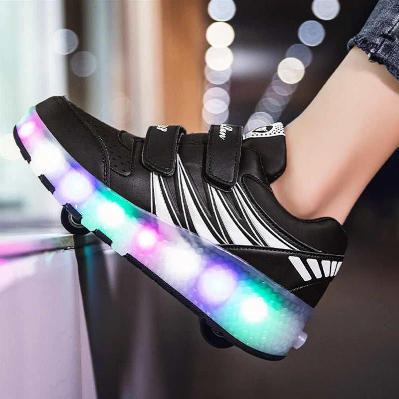Roller Skates 2 Wheels Shoes Glowing Lighted Led Children Boys Girls Kids 2022 Fashion Luminous Sports Boots Casual Sneakers