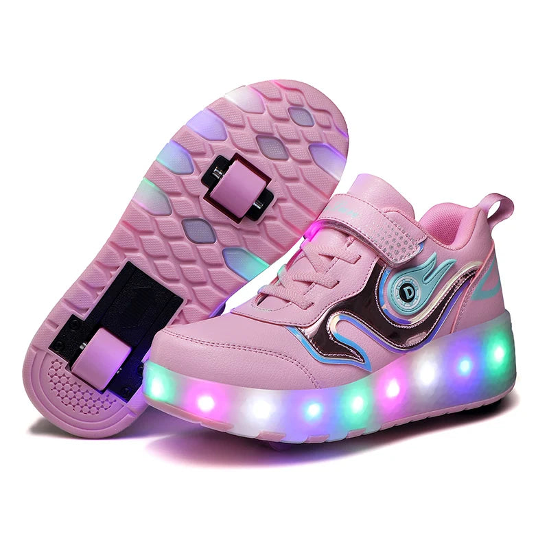 Roller Skates 2 Wheels Shoes Glowing Lighted Led Children Boys Girls Kids 2022 Fashion Luminous Sports Boots Casual Sneakers