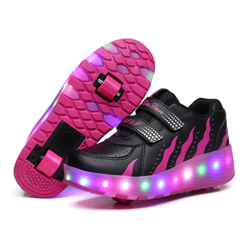 Roller Skates 2 Wheels Shoes Glowing Lighted Led Children Boys Girls Kids 2022 Fashion Luminous Sports Boots Casual Sneakers