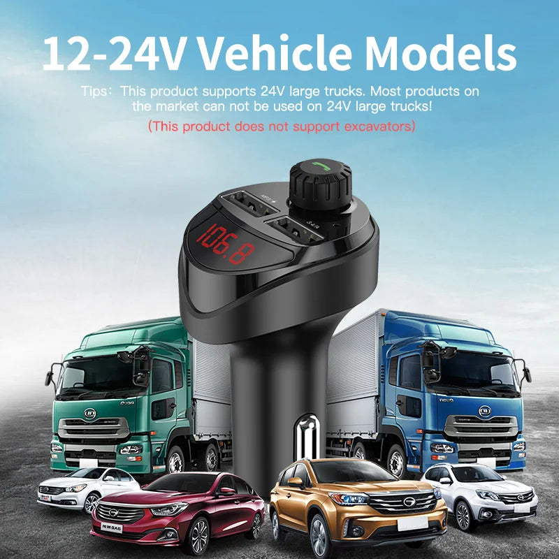 KUULAA Car Charger FM Transmitter Bluetooth Car Audio MP3 Player TF Card Car Kit 3.4A Dual USB Car Phone Charger For Xiaomi Mi eprolo