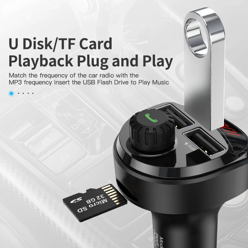 KUULAA Car Charger FM Transmitter Bluetooth Car Audio MP3 Player TF Card Car Kit 3.4A Dual USB Car Phone Charger For Xiaomi Mi eprolo