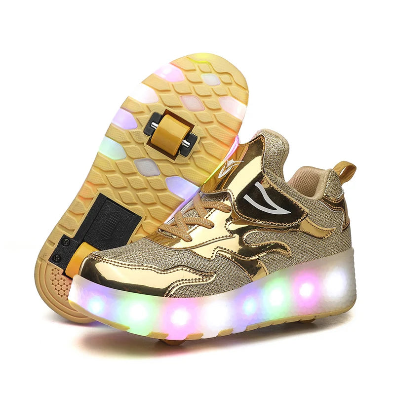 Roller Skates 2 Wheels Shoes Glowing Lighted Led Children Boys Girls Kids 2022 Fashion Luminous Sports Boots Casual Sneakers