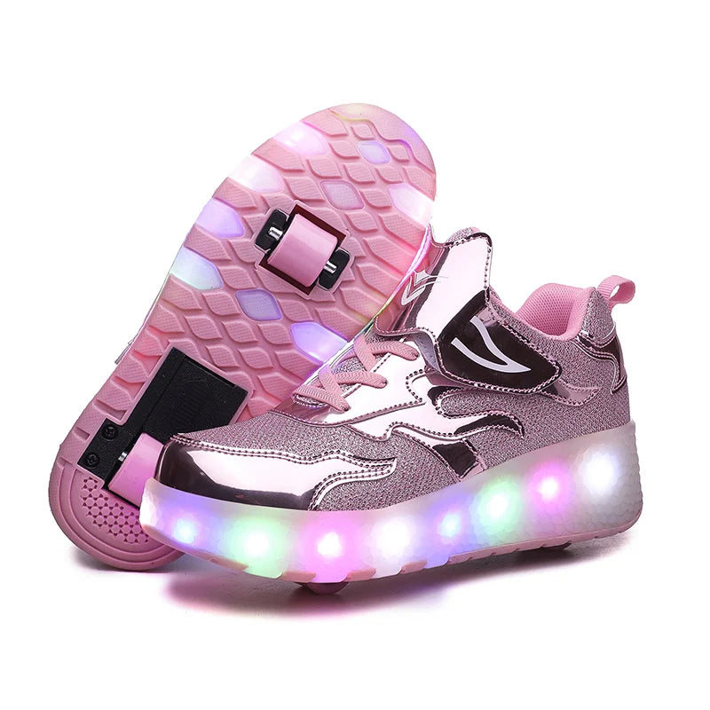 Roller Skates 2 Wheels Shoes Glowing Lighted Led Children Boys Girls Kids 2022 Fashion Luminous Sports Boots Casual Sneakers