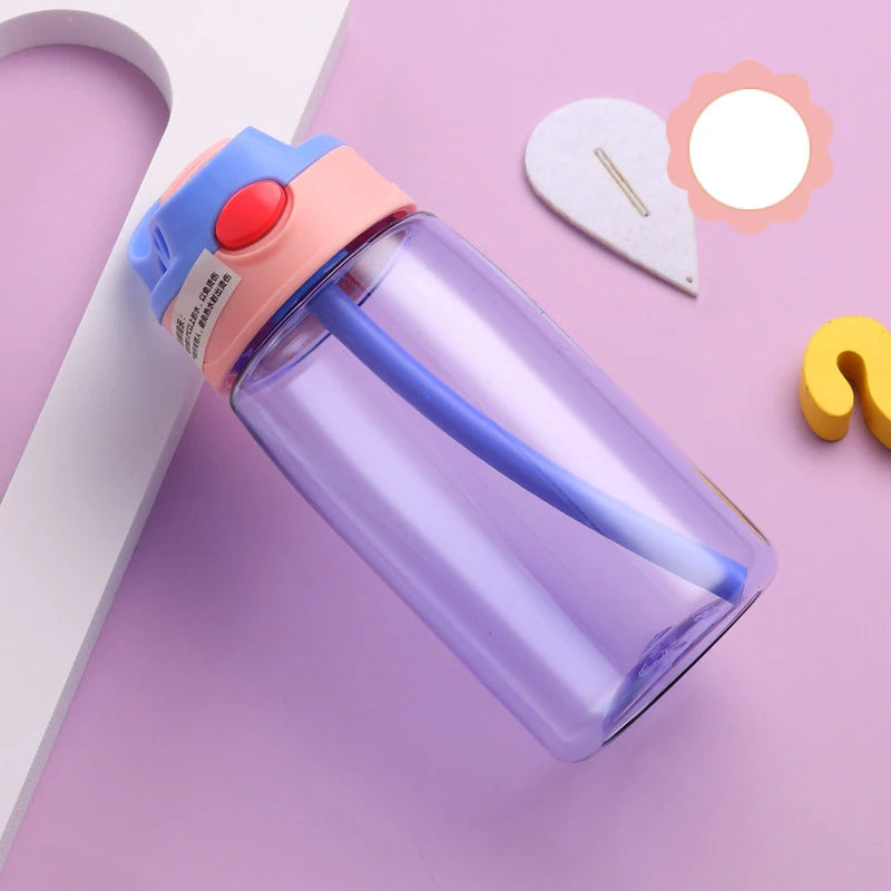 480ml Water Bottle With Straw Kids Girls Portable Travel Bottles Gym Sports Fitness Cup Summer Cold Water Juice Drinking Bottle