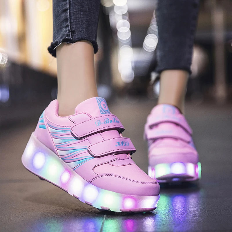 Roller Skates 2 Wheels Shoes Glowing Lighted Led Children Boys Girls Kids 2022 Fashion Luminous Sports Boots Casual Sneakers
