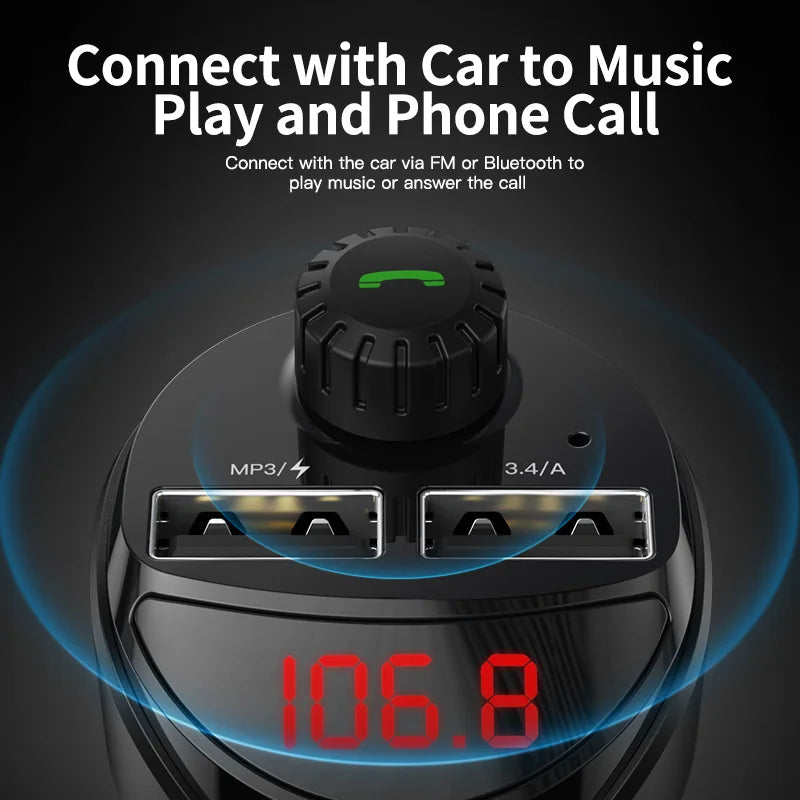 KUULAA Car Charger FM Transmitter Bluetooth Car Audio MP3 Player TF Card Car Kit 3.4A Dual USB Car Phone Charger For Xiaomi Mi eprolo