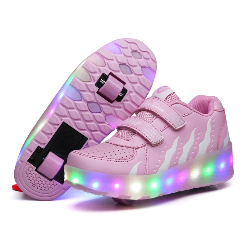Roller Skates 2 Wheels Shoes Glowing Lighted Led Children Boys Girls Kids 2022 Fashion Luminous Sports Boots Casual Sneakers