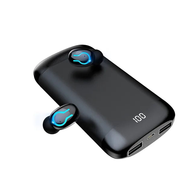 Q66 Wireless V5.0 Bluetooth Earphone HD Stereo Headphone Sports Waterproof Headset With Dual Mic and 6000mAh Battery Charge Case eprolo