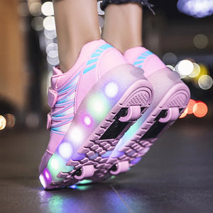 Roller Skates 2 Wheels Shoes Glowing Lighted Led Children Boys Girls Kids 2022 Fashion Luminous Sports Boots Casual Sneakers