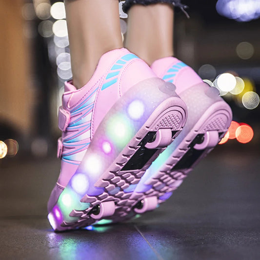 Roller Skates 2 Wheels Shoes Glowing Lighted Led Children Boys Girls Kids 2022 Fashion Luminous Sports Boots Casual Sneakers