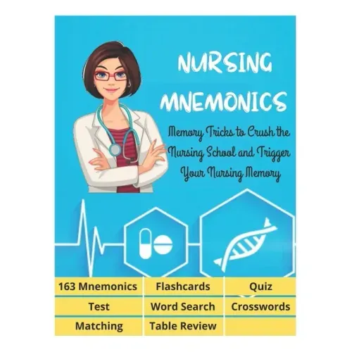 NURSING MNEMONICS - 163 Mnemonics, Flashcards, Quiz, Test, Word Search, Crosswords, Matching, Table Review: Best Help Studying for NCLEX, Memory Trick