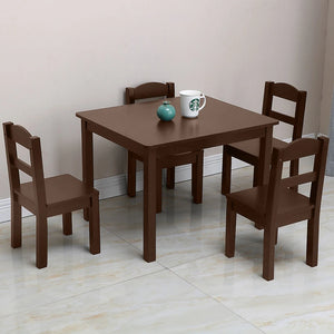 Kids Wood Table & 4 Chairs Set Espresso