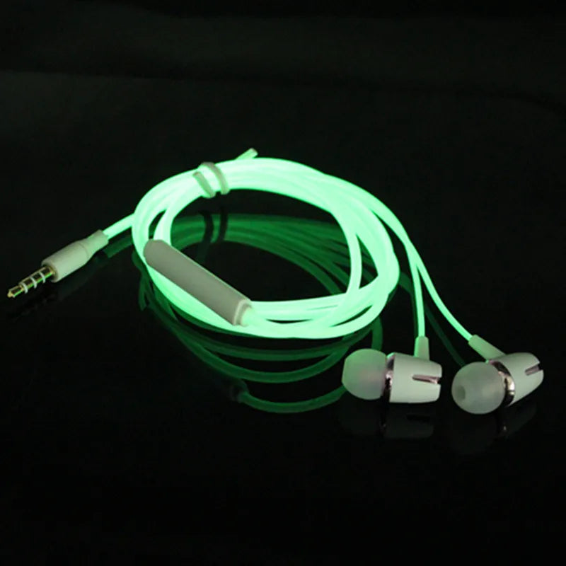 Luminous Headset 3.5mm Plug Wired Glowing Earphone with Mic Volume Control Bass Earbud for IPhone Samsung Huawei Xiaomi Phone Pc eprolo