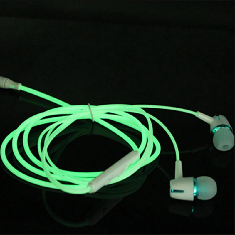 Luminous Headset 3.5mm Plug Wired Glowing Earphone with Mic Volume Control Bass Earbud for IPhone Samsung Huawei Xiaomi Phone Pc eprolo