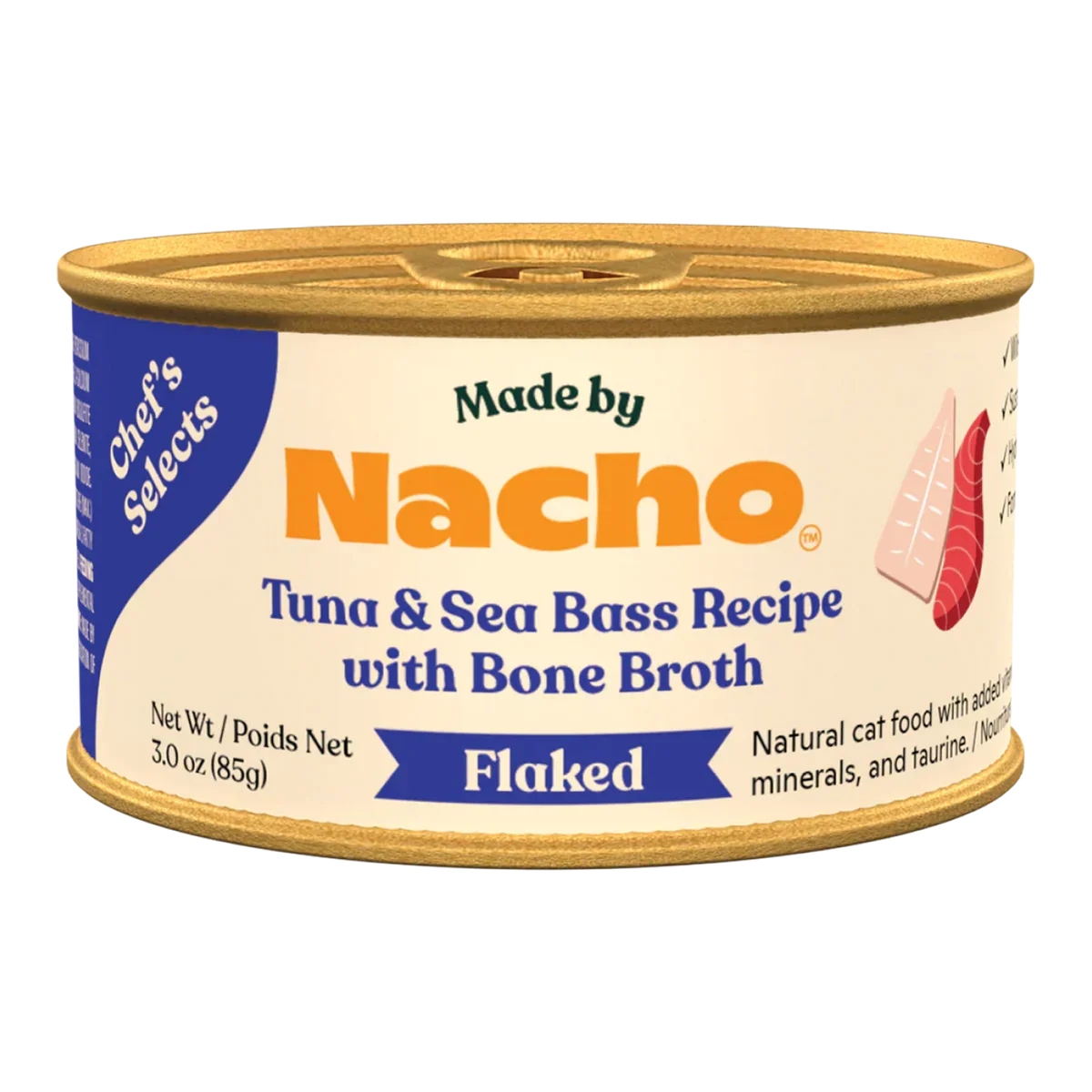 Made By Nacho Flaked Tuna & Sea Bass (3oz) The Family Pet
