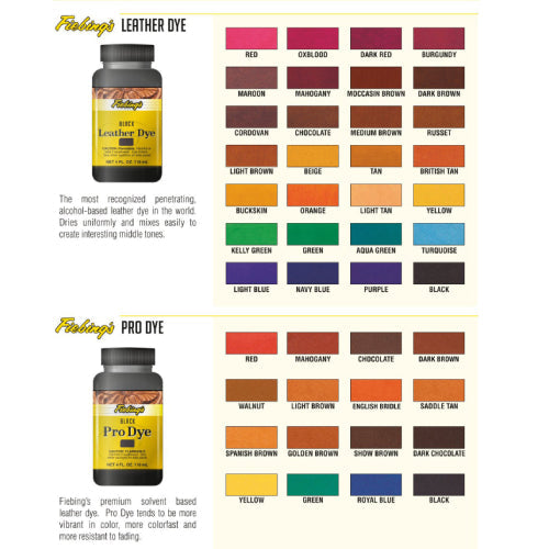 Fiebing’s Alcohol-Based Leather Dye 4 oz. Bundle Black & Brown + Applicator Included Paw and Tail Supply