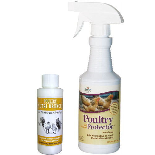 Poultry Nutri-Drench + Manna Pro Protector Spray Backyard Chicken Care Bundle Paw and Tail Supply