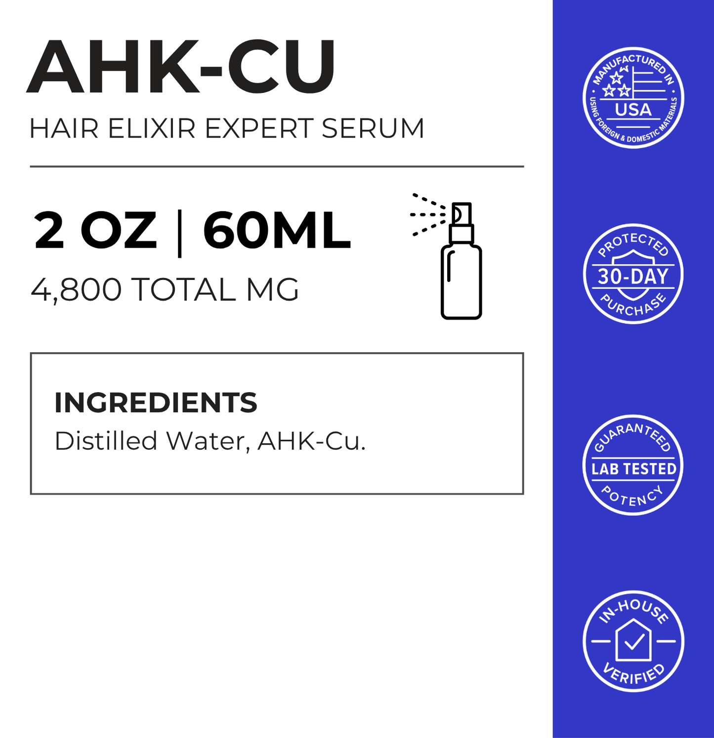 AHK-Cu Copper Peptide Hair Serum 4800mg Neurogan Health