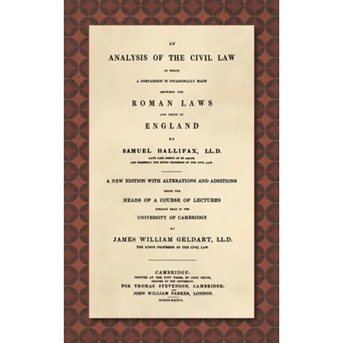 An Analysis of the Civil Law [1836]