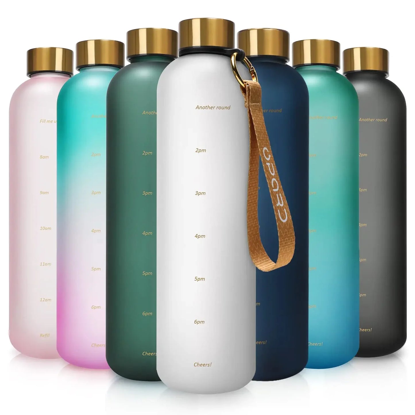 1L Water Bottle with Time Marker - BPA Free Leakproof