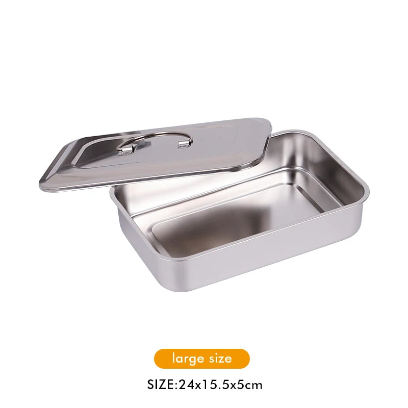 1pc Dental Disinfection Box With Lid Stainless Steel Surgical Equipments Tools Sterilizer Container Lab Instrument Tools Storage