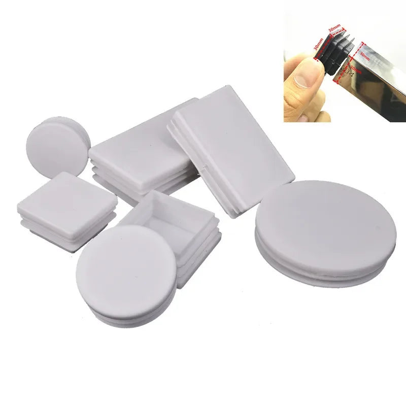 10pcs White square plastic pipe plug round cap tube end inner plug Furniture Leg Blanking hole dust cover Feet Protector  ﻿ annizon.com