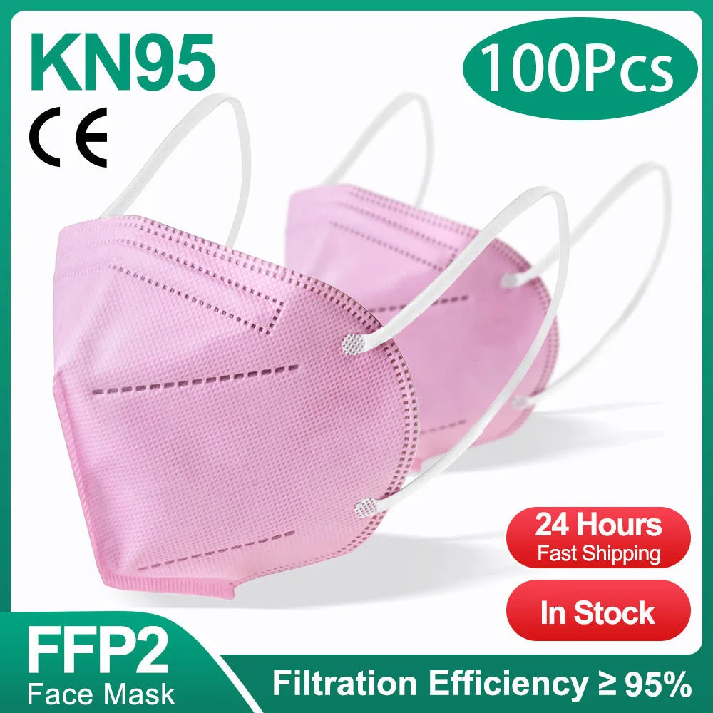 10-200PCS mascarillas fpp2 Black KN95 CE Certified FFP2 face mask mascarilla kn95 5Layers Non-wove Adult ffp2 mask kn95 reusable