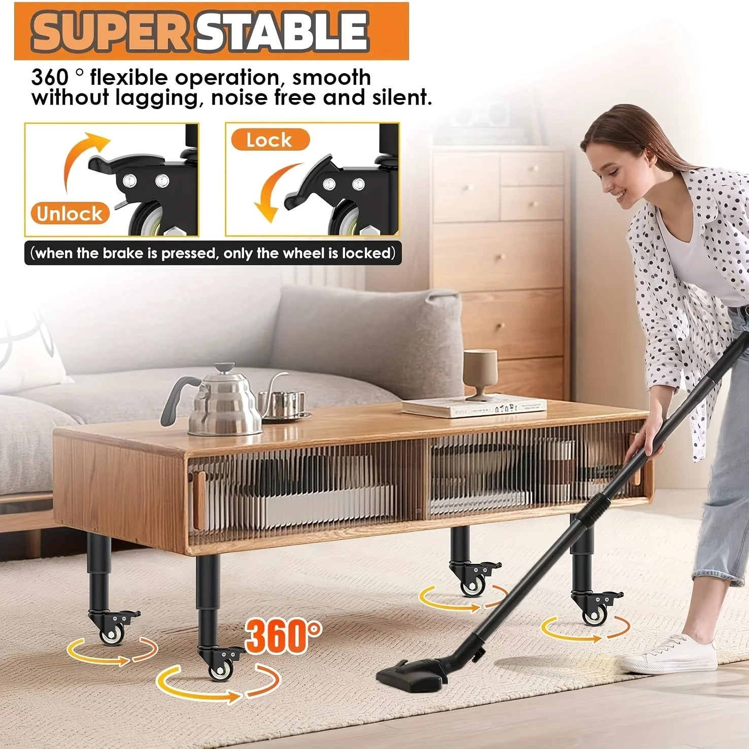 4pcs Metal Extendable Furniture Legs with Casters,  Table Legs,with Heavy-Duty Replacement for Cabinets, Sofas, Desks, Dressers annizon.com