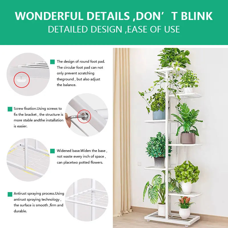 Plant Shelves Iron Potted Flower Plant Stand Rack Multiple Flower Pot Holder Shelf Indoor Outdoor Planter Display Organizer annizon.com