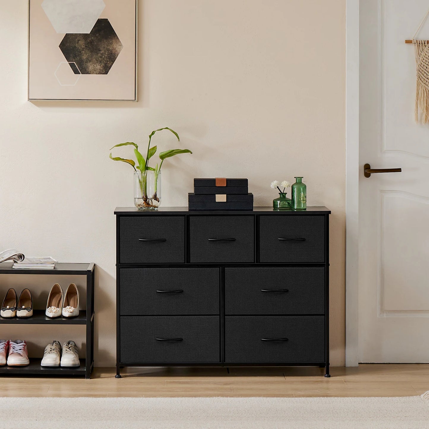 JHK Desser For Bedroom With 7 Fabric Drawers Organizer Storage Closet Chest Clothes For Living Room Display Cabinet Of Furniture annizon.com
