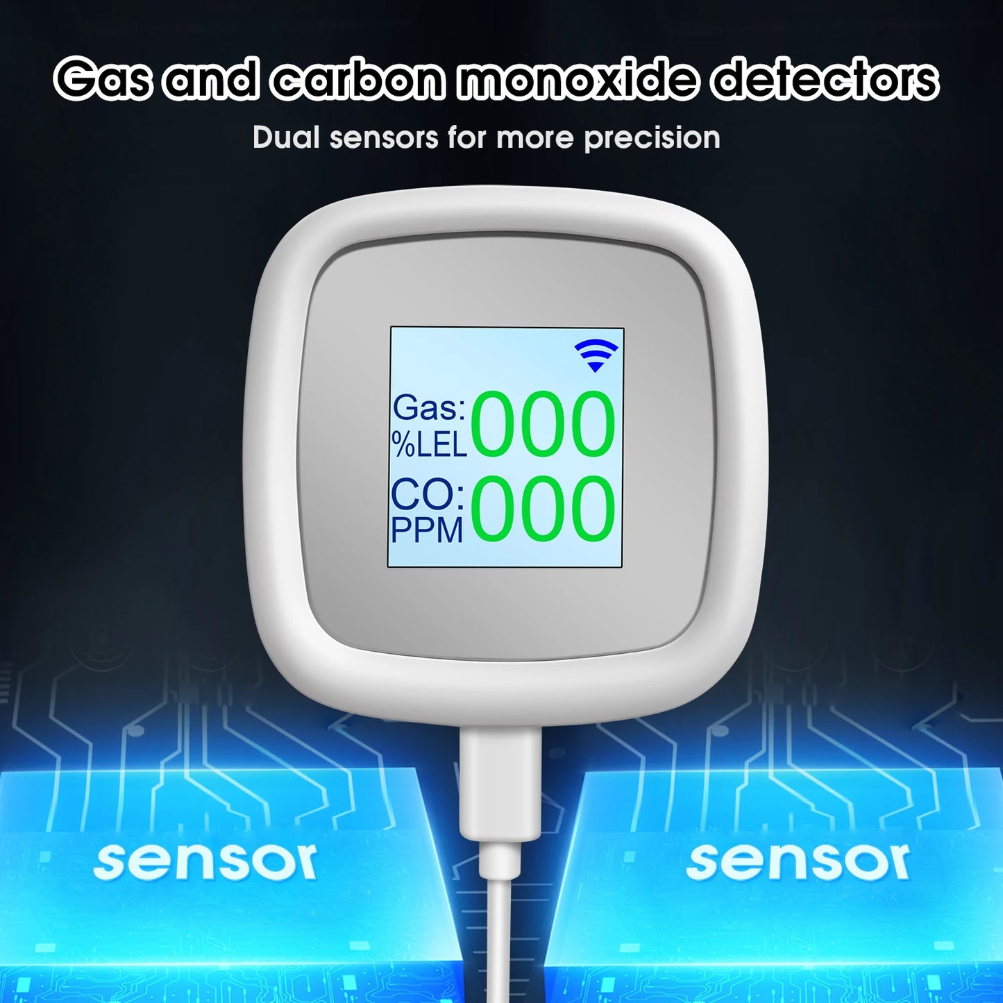 C2 Gas Alarm  CO detector  combustible gas leakage Digital Gas Leak  Smoke Alarm Intelligent Remote Monitoring Gas Detector