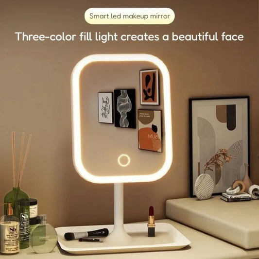3 Colors Dimmable LED Lighted Makeup Vanity Mirror Portable Desktop Cosmetic Mirror for Student Dorm Household Travel Beauty Gift annizon.com