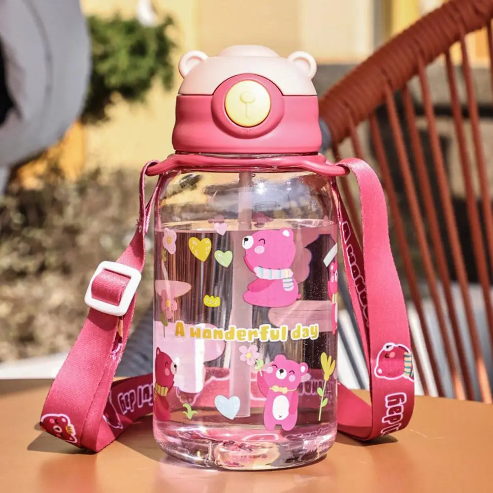 Cute Kids Water Bottle with Straw Free BPA Leakproof Outdoor Portable Children's Cups School Water Bottle for Children