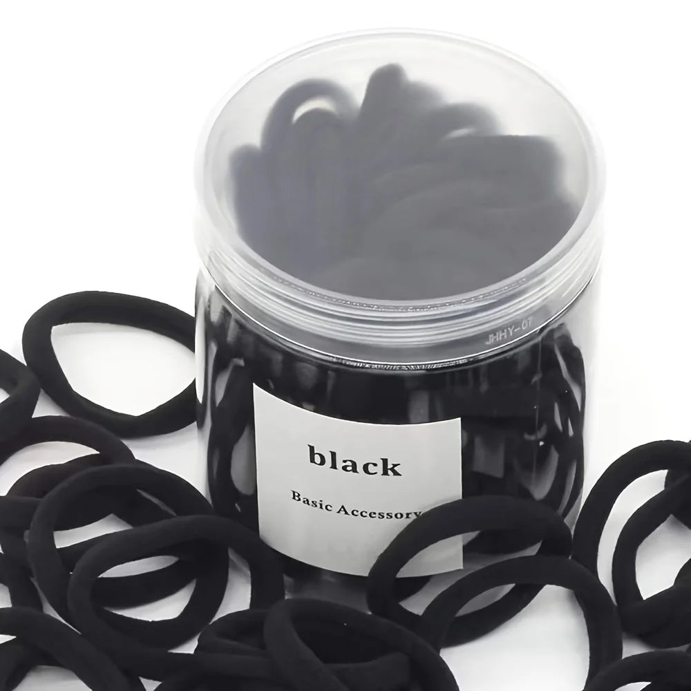 50/100 pieces - Canned high elasticity black headband, suitable for ponytails, hairstyles (various colors), casual, women's headwear, women's hair accessories ponytail holder, hair elastic band, hair bundle, gym sportswear, g annizon.com