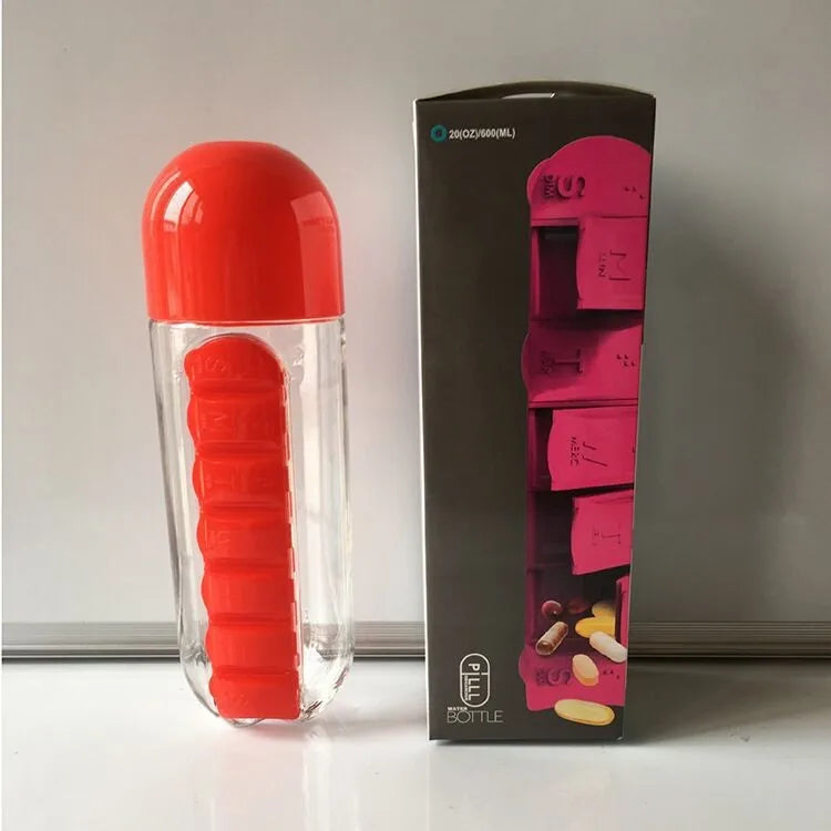 Water Bottle with Pill Box Organizer - 650ml