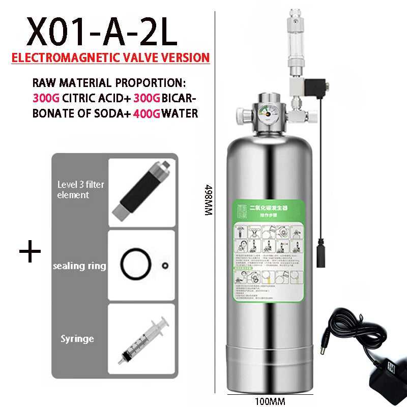 Aquarium DIY CO2 Generator system Kit Stainless Steel CO2 Cylinder Generator System Carbon Dioxide Reactor Kit For Plant Fish