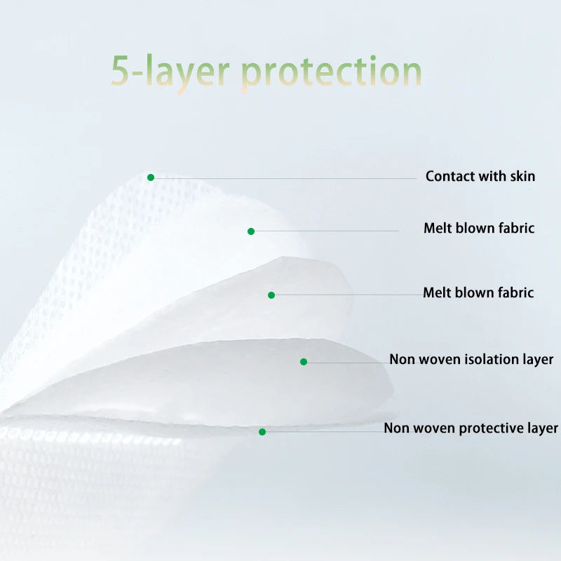 20/40/60pcs white and black 5-layer KN95 masks, with breathable elastic earrings, filtration efficiency of 95%, dustproof