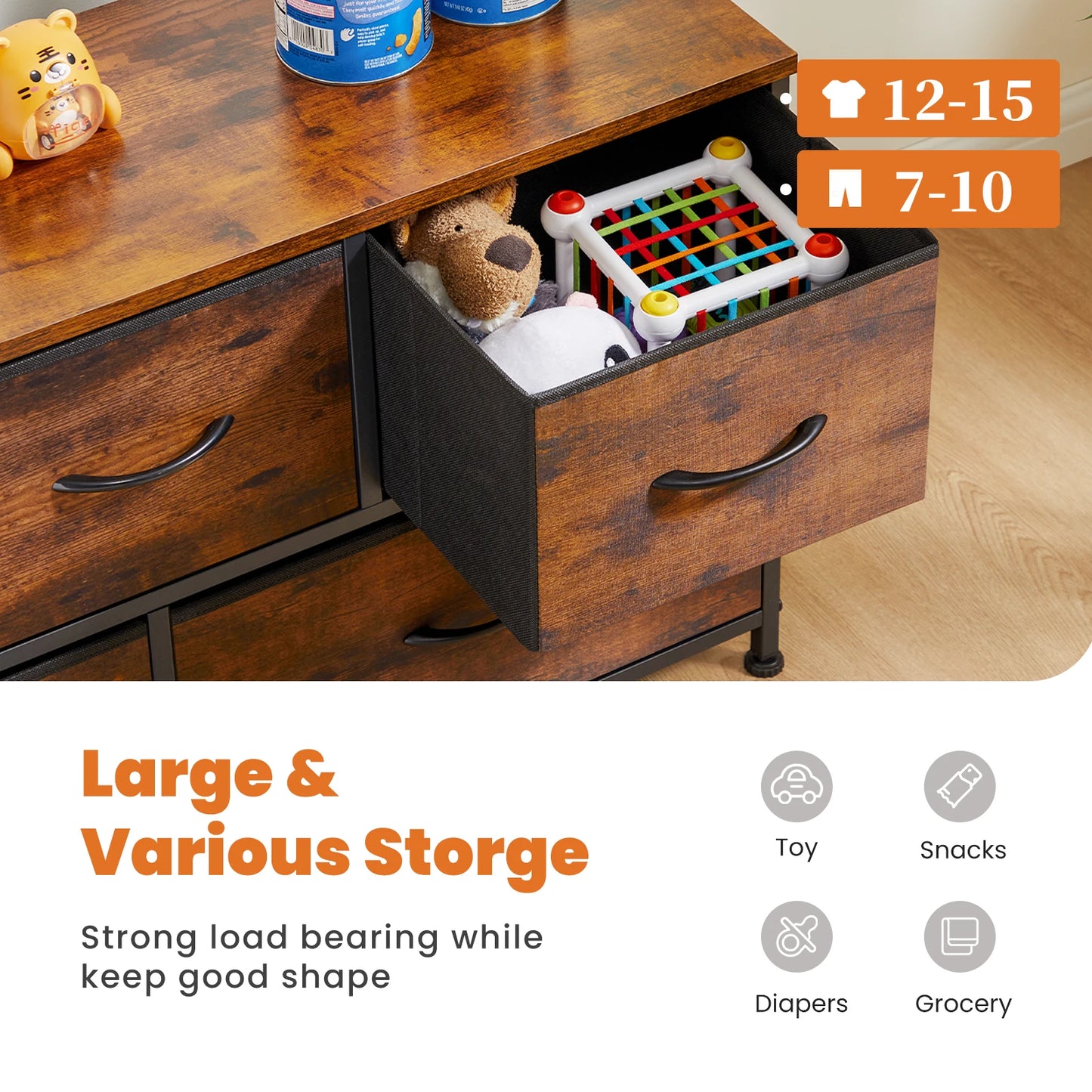 JHK Shoe Cabinet Dresser With 5 Fabric Drawers Toy Storage TV Stand Multilayer Shoe Rack Space Saving Cabinet Of Home Furniture annizon.com