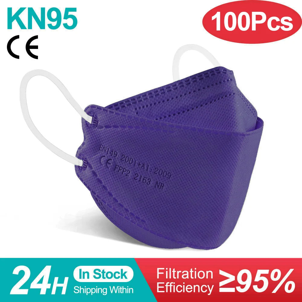 10-100PCS mascarillas FFP2 Face Mask CE Approved FPP2 Disposable KN95 KF94 Facial Mouth Black Fish Masks FFP2MASK kf94mask