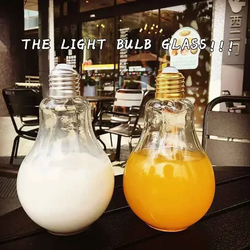 Creative Summer Bulb Water Bottle Cute Brief Fashion Cute Milk Juice Light Bulb Leak-proof Cute WaterBottle Portable Bottles