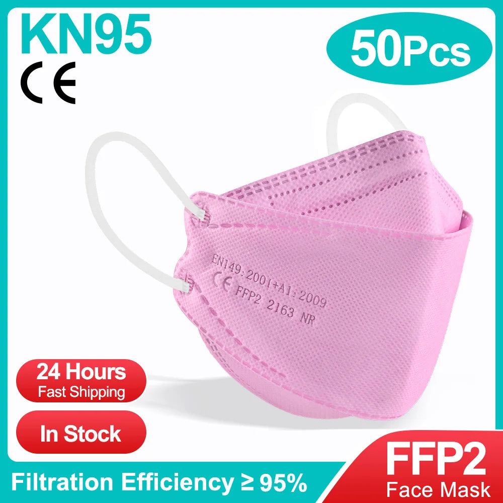 10-100PCS mascarillas FFP2 Face Mask CE Approved FPP2 Disposable KN95 KF94 Facial Mouth Black Fish Masks FFP2MASK kf94mask