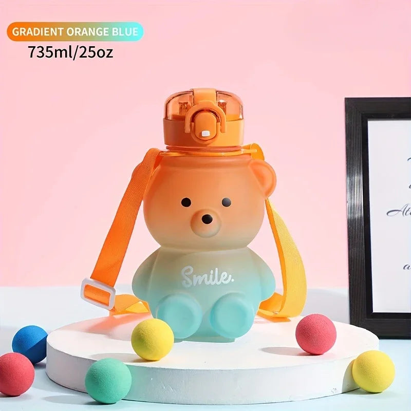 Cute Bear Water Bottle BPA-Free with Straw - Kids