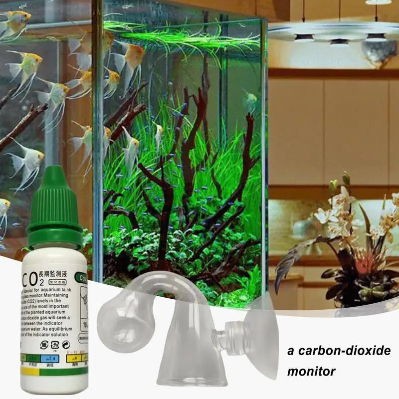 CO2 Indicator Drop Checker Solution Long Term Monitor Test Fish Tank Glass Aquatic Co2 Tester for Fish Tank Aquariums