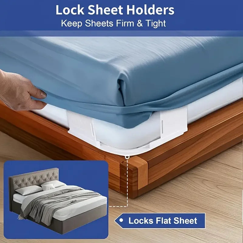 4 Heavy Duty Sheet Holders, Non-Slip Mattress Straps for All Sheet Sizes, Easy Install & Secure Fit, Modern Bedding annizon.com