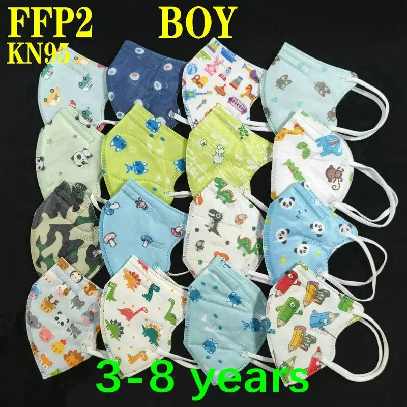KN95 Kid Mask 3-8 8-15 Years Old  5 Layers Cartoons FFP2 Masque Boys Girls Children Mascarillas CE Face Mask FPP2 Protective