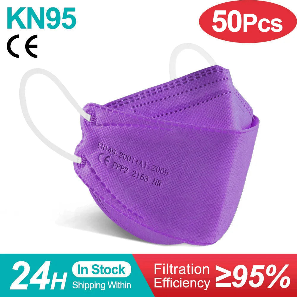 10-100PCS mascarillas FFP2 Face Mask CE Approved FPP2 Disposable KN95 KF94 Facial Mouth Black Fish Masks FFP2MASK kf94mask