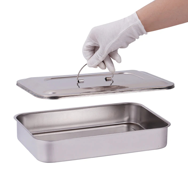 1pc Dental Disinfection Box With Lid Stainless Steel Surgical Equipments Tools Sterilizer Container Lab Instrument Tools Storage