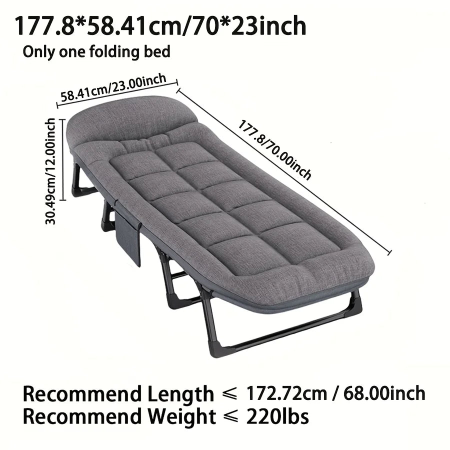 Heavy-Duty Adjustable Portable Folding Bed, Pillow & Blanket - 550 lbs Weight Capacity, Foldable Single Bed Frame annizon.com